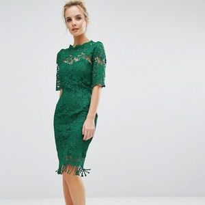 ASOS Paper Dolls Green Crochet Lace Dress
